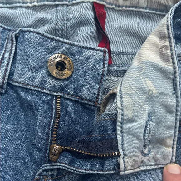 Guess | Vintage Y2K Stretch Light Blue Embellished Studded Skinny Jeans Size 27 - Picture 9 of 16